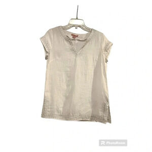 St. Tropez West White Top Metallic Thread Linen